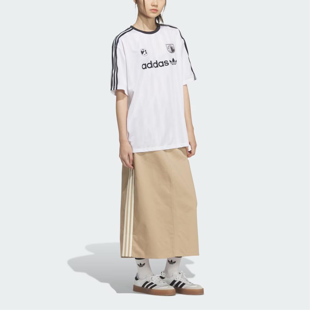 Adidas Originals Logo Striped Loose Fit Drop Shoulder Pullover Round Neck Short Sleeve T-Shirt Women tops HZ0846