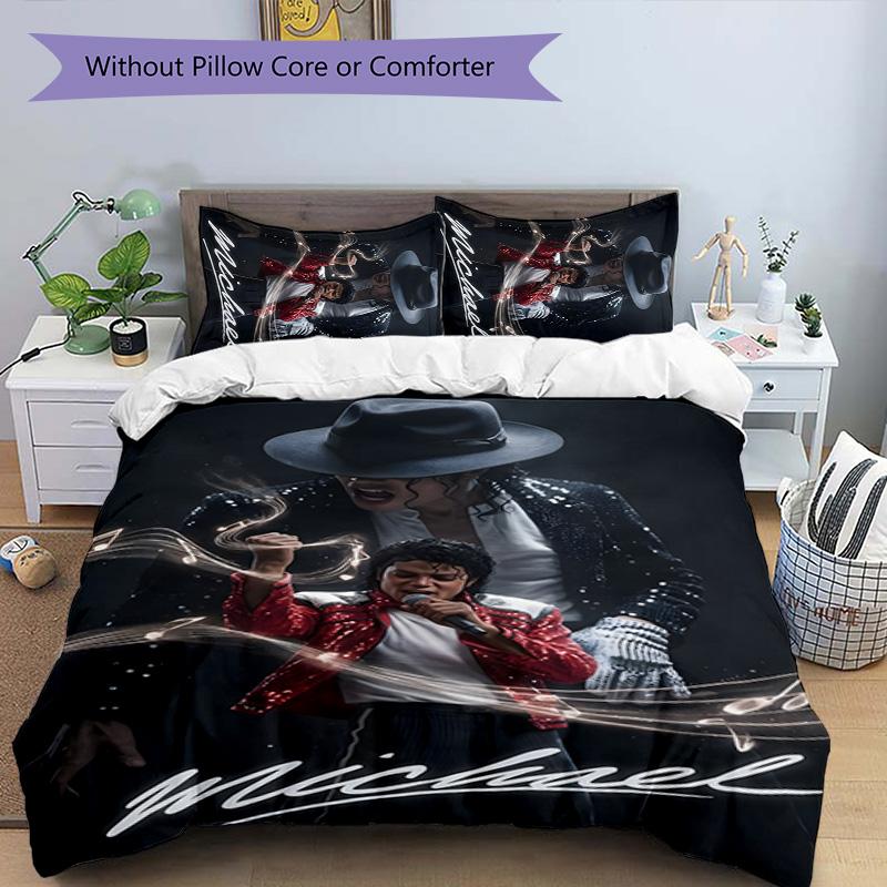 3pcs Michael Jackson Design Cover Set - HD Printed Bedding with 1 Cover and 2 Pillowcases - Perfect for Home and Dorm Decor