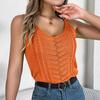 Women Sleeveless V Neck Tees Solid Color T Shirt Ladies Tee Shirt Street Knitwear Wear Top