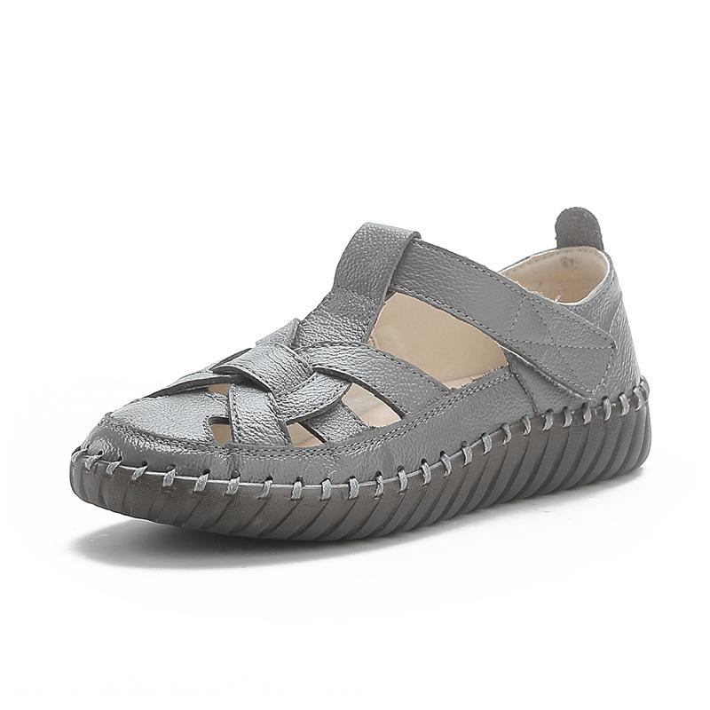 Genuine Leather Gladiator Sandals Women Orthopedic Ladies Strapy Flats Big Size 43 Soft Walk Shoes