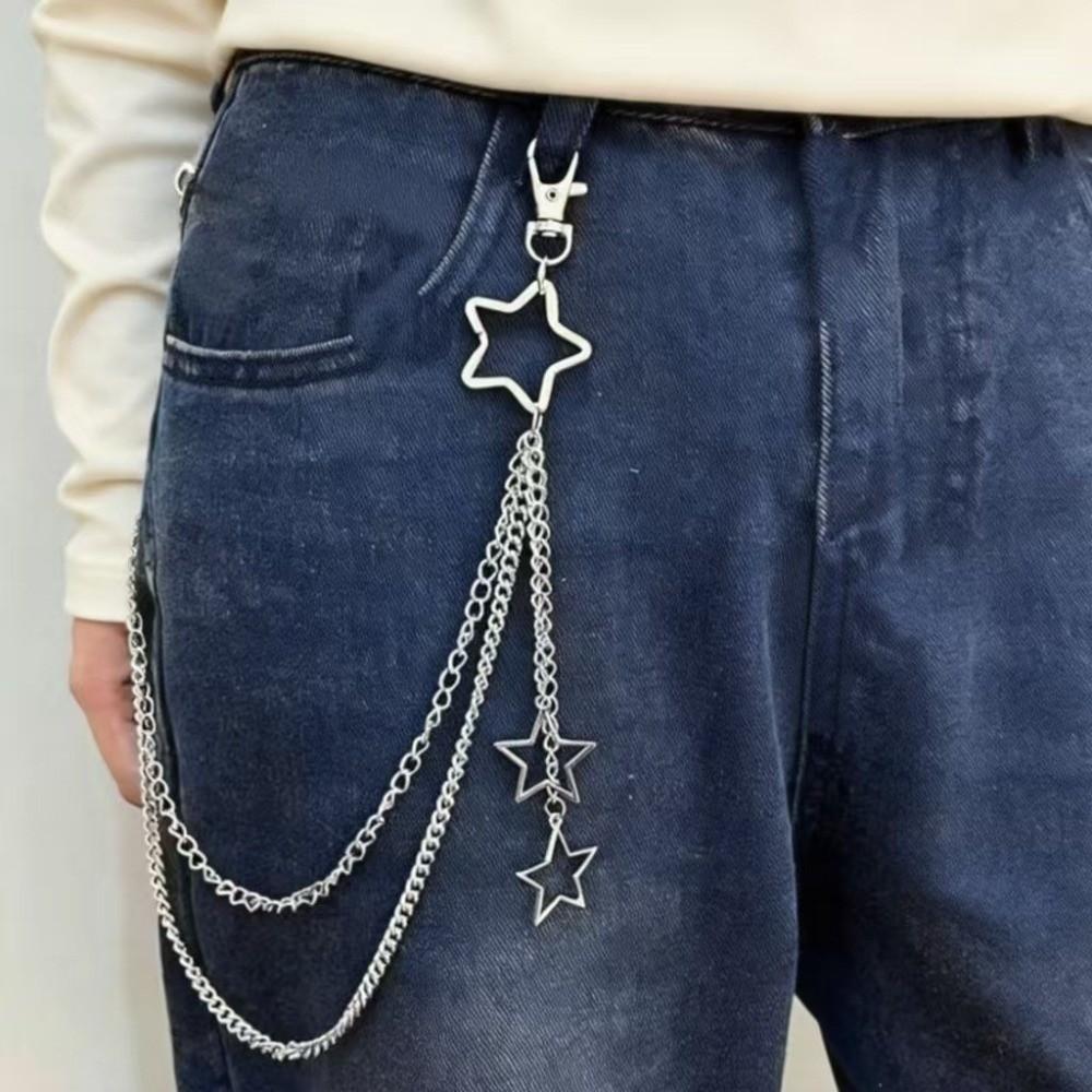 Pentagram Punk Pants Chain Star Pendant Waist Belt Chain Fashion Gothic Rock Accessories  Unisex