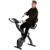 2-in-1 Folding Exercise Bike with 8-Level Magnetic Resistance, Arm Resistance Band, Pulse Sensor, Black