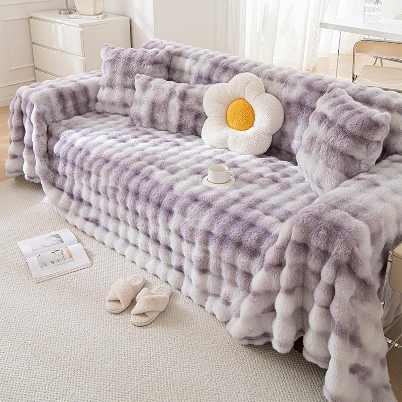 Thickened Gradient Color Plush Sofa Towel Non-Slip Plush Warm Cushion Winter New Plush Sofa Cover Cloth