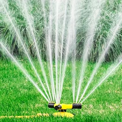 360-Degree Rotating Lawn Sprinkler with 3 Adjustable Arms, Automatic Watering System for Large Area Coverage, Roof Cooling