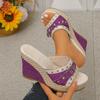 Women's Slip-On Wedge Round-Toe Slide Sandals, Versatile Anti-Slip Casual Footwear, Available In Large Sizes.