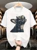 1pc Male Graphic T Shirt Howling Dog Short Sleeve Crew Neck for Teenagers, for Teenager