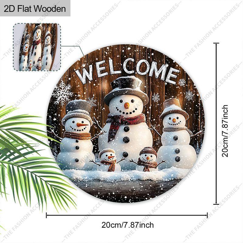 Weihnachtsdekorationsschild, Hänge-Deko für den Innenbereich, 2D flache Holzprodukte mit Schneemannmuster und "Willkommen"-Logo, Weihnachtsgeschenke für Freunde und Familie