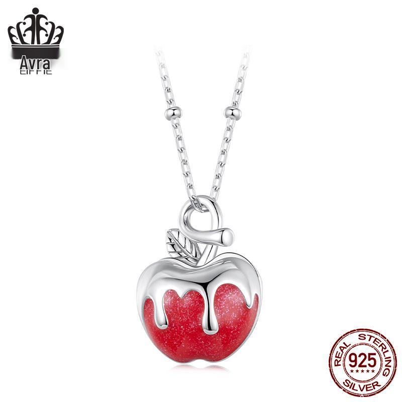 Everle Original Christmas Apple Necklace: S925 Sterling Silver Openable Peace Apple Choker for Women.