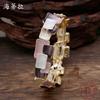 Luxury Enamel Color Geometric Square Splicing Elastic Bracelet Women Exaggerated Personality Irregular Square Bracelet