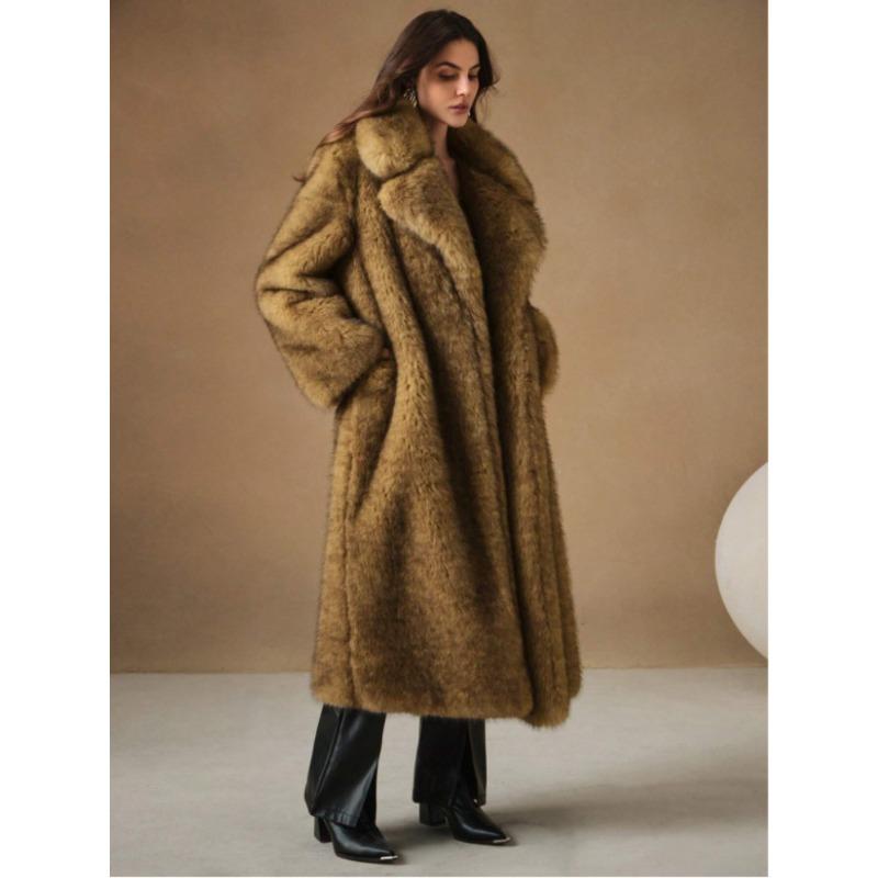 Xiyin's New Autumn and Winter Fashion Fluffy Long Coat Imitation Fox Hair Fluffy Parka Coat