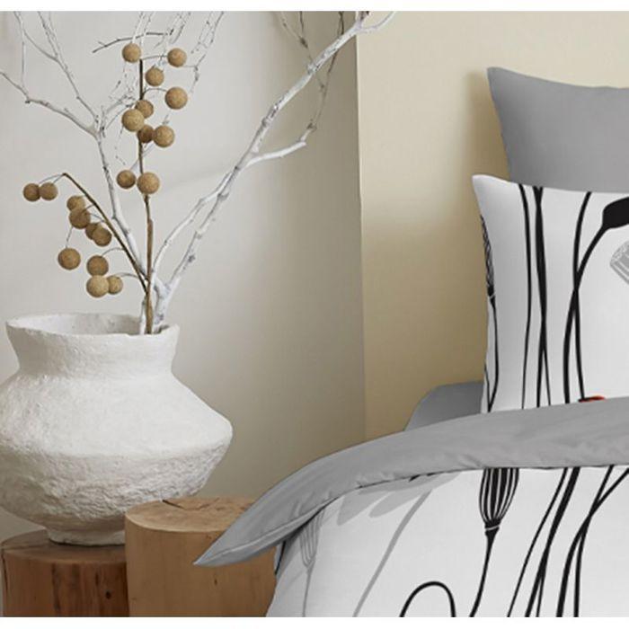 Pack complet housse de couette réversible pour lit 90 x 190 cm Coquelicot