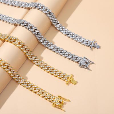 Hip Hop Pánský Dámský 9mm Hrotový Kubánský Článkový Řetízek Náhrdelník Bling Iced Out 2řadá Dlážděná Kamínky Miami Rhombus Kubánský Náhrdelník Šperky