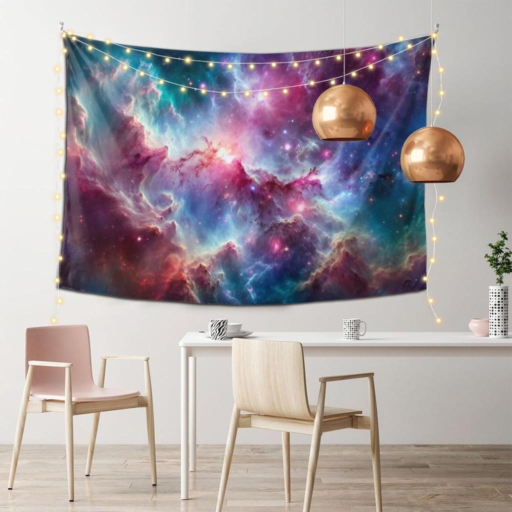 Nebula Tapestry Fancy Purple Space Star Wall Art Bedroom Aesthetic Space Mysterious Fantasy Night Sky Room Decoration Bedroom