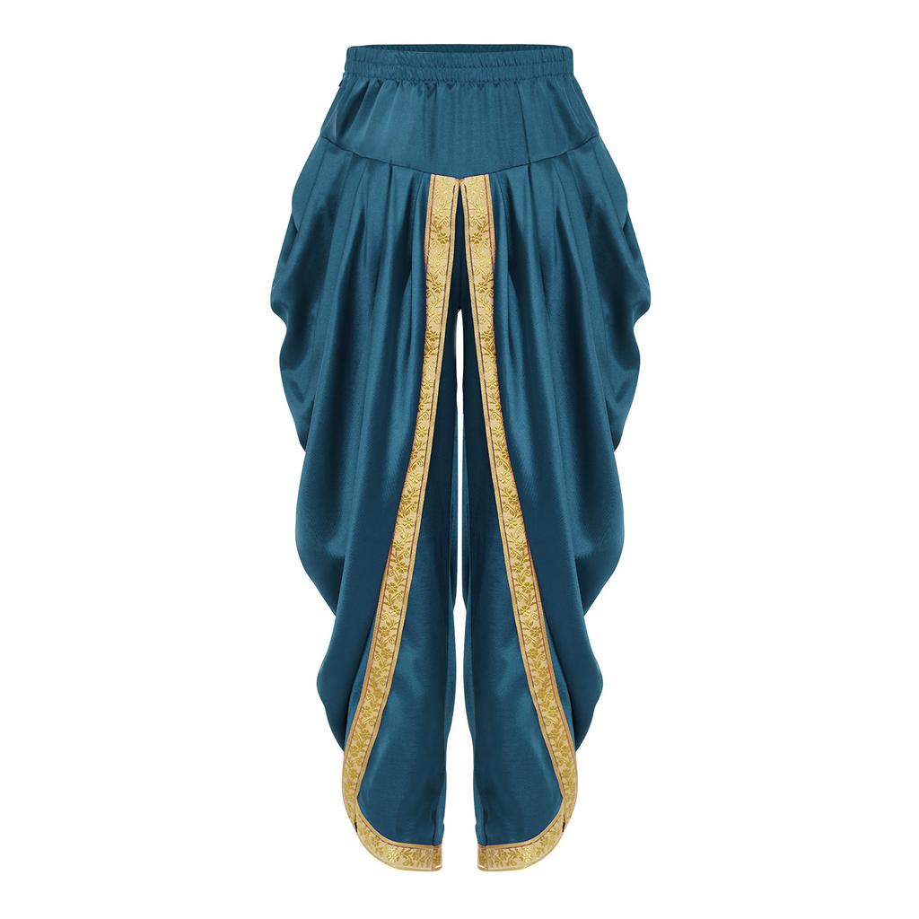 Kids Boys Halloween Dhoti Pants: Satin Indian Style Trousers with Elastic Waist, Draped Baggy Fit for Theme Party & Ball