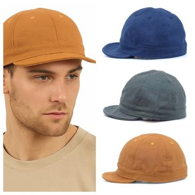 Einfache einfarbige Baseballkappe mit kurzem Schirm Japanischer Stil Baumwolle Sonnenhut Flacher Schirm Sonnenschutz Schirmmütze Herren