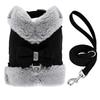 Warm Fur Puppy Dog Harness Leash Cute Bowknot Dogs Cat Harnesses Padded Pet Vest With Matching Lead Rope For Dogs Cats Winter