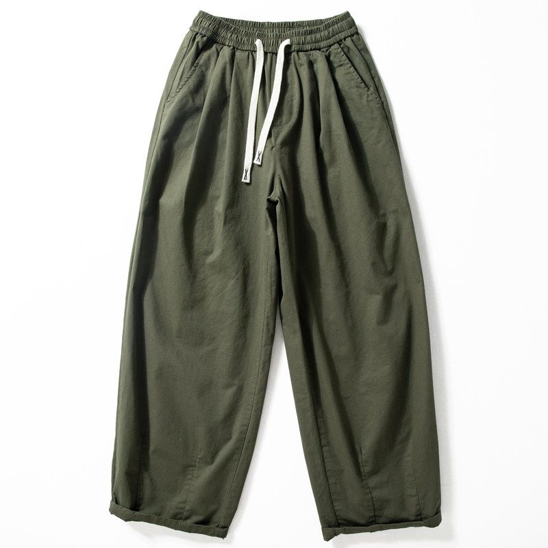 Pants Men's Spring & Fall Thin Pants Washed Pure Cotton Straight Casual Pants Retro Japanese Loose All-Match Wide Leg Pants Trendy