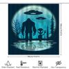 Gruseliges Alien-Duschvorhang-Set: Mondbeleuchteter Wald UFO-Invasion Szene Für Heimdekoration Badezimmerzubehör Blau Schwarz Design