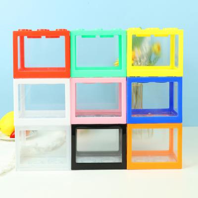 1ks Domácí Blok Akvárium Bojové Akvárium Malé Stolní Mini Akvárium Stohovatelné Kreativní Design Akvárium