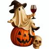 Ghost with a Wine Glass Night Halloween Decor Cute Ghost Pumpkin Witch Figurine