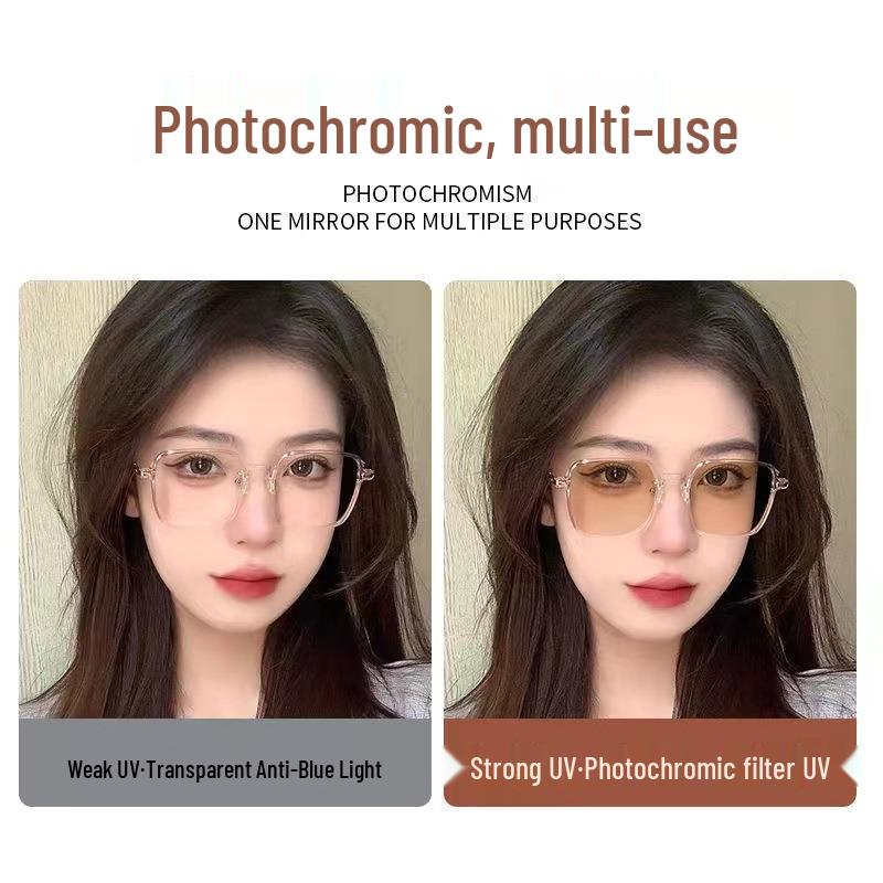 Lunettes Photoromiques Anti-Lumière Bleue pour Femmes: Grande Monture, Élégant, Design Amincissant, Changement de Couleur Sensible à la Lumière, Prêt pour la Prescription.