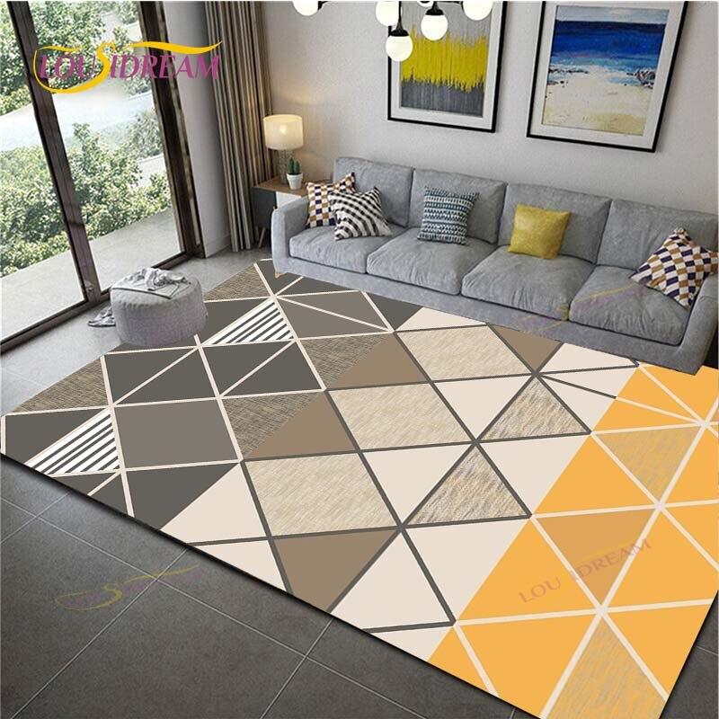 Geometric Carpet for Living Room Velvet Rug Kids Bedroom Bedside Rugs Soft Square Fluffy Carpets Home Sofa Table Decor Mat