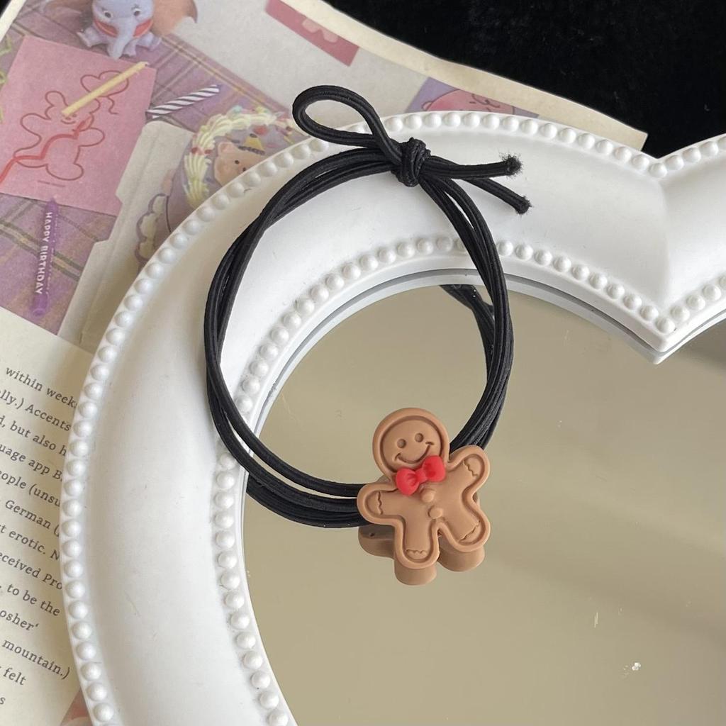 Gingerbread Man Hair Tie - Cute Christmas Cookie Ponytail Accessory