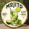 Vintage plechová cedule Mojito koktejl, kulatá, rustikální dekorace na stěnu