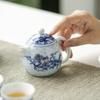 Metal Inlay Blue and White Dragon Teapot Single Ceramic Porcelain Chinese Kungfu Dragon Making Pot for Pu'er Tea