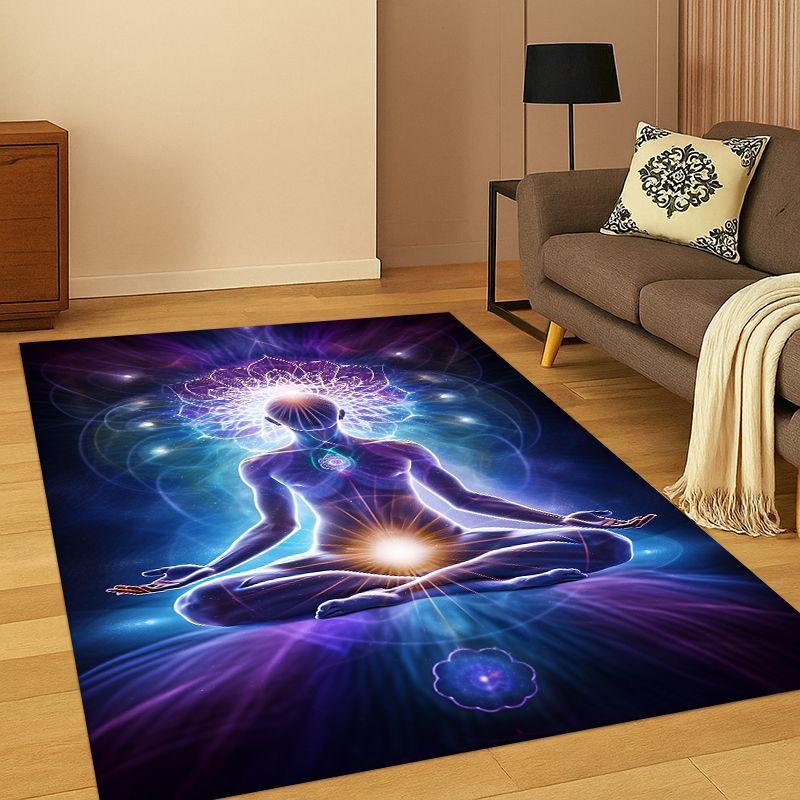 Yoga Cosmic energy Rainbow 23 Chakra Meditation Carpet Rug for Bedroom Living Room Sofa Doormat Home Decor,kid Area Rug Non-slip