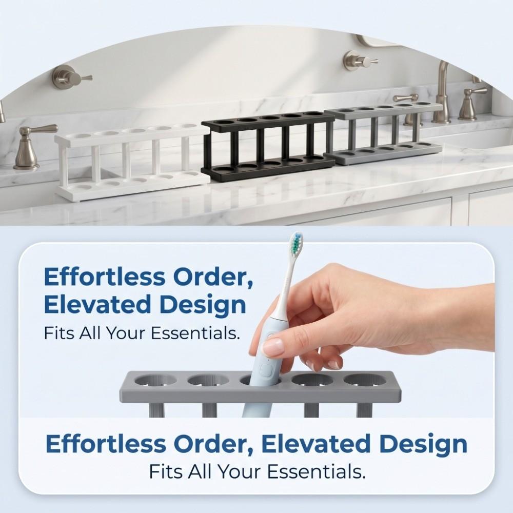No Drilling Toothbrush Holder Multi-Slot Design Storage Rack Pencil Holder Bathroom Countertop