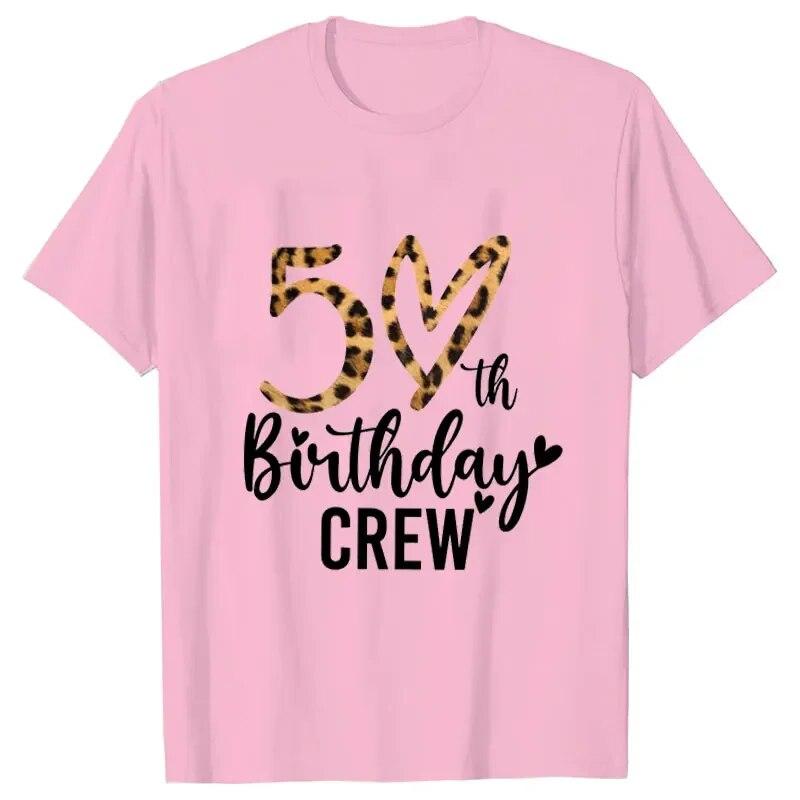 Women 50th Birthday Party T-shirts Birthday Squad Crew Tee Chapter Hello 50 Fabulous Leopard Graphic Tops Harajuku Summer Tshirt