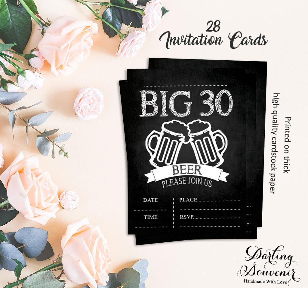 Darling Souvenir Black Birthday Invitation Card Printable Fill or Write In Blank Invites Party Supplies Pack Of 28 5 X 7