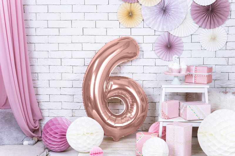 Palloncino Foil Numero "6" Oro Rosa 86 Cm