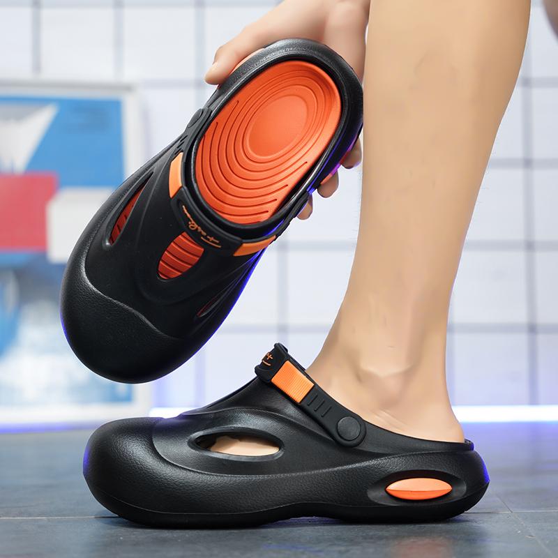 38-45 Men's Plus Size Simple and Fashionable Indoor Toe Slippers Outdoor Beach Shoes Perforated Shoes