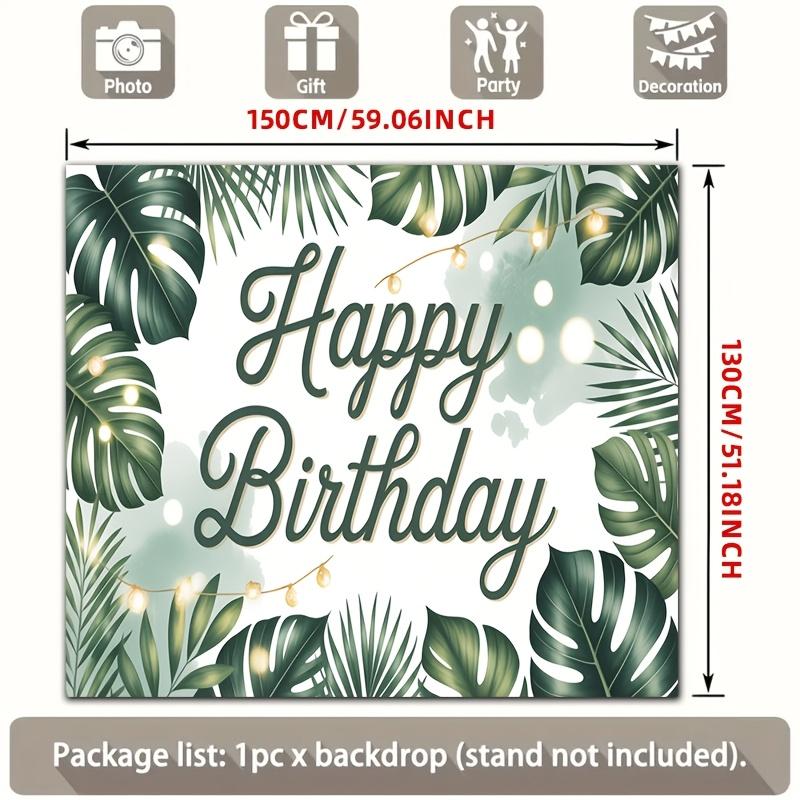 2D Flat Surface Green Tropical Leaves Birthday Celebration Background Fabric Suitable for Party Decoration Polyester Fiber