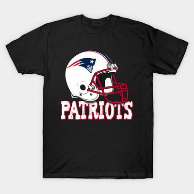 Pánské černé tričko s potiskem New England Patriots Football Vintage logo helmy Potisk na papíře bez ořezu Bavlněné tričko