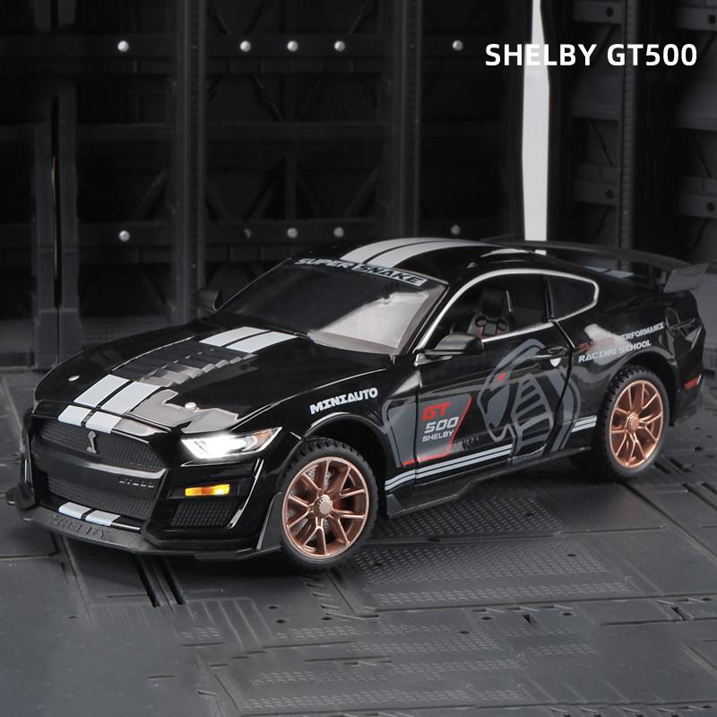 1/24 Ford Mustang Shelby GT500 Alloy Muscle Car Model Sound and Light Pull Back Children's Toy Collectibles Birthday Gift