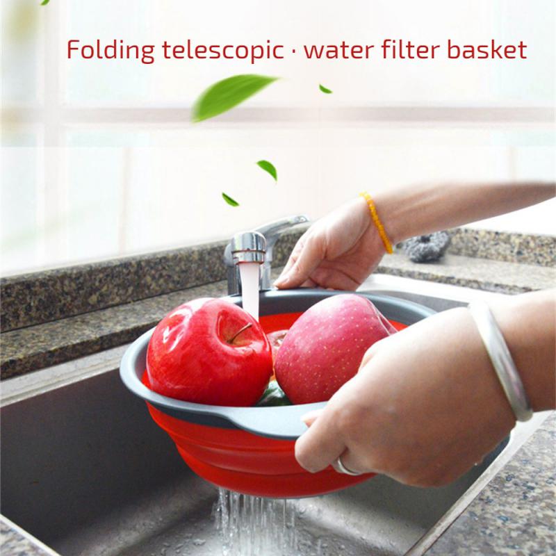 Foldable Strainer Fruit and Vegetable Washing Basket Colander Tableware Drainer Silicon Colander Foldable Drainer Kitchen Gadget
