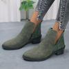 Chunky Heel Chelsea Boots - Spring 2025 Pointed Toe, Mid-Heel, Plus Size Women's Short Boots