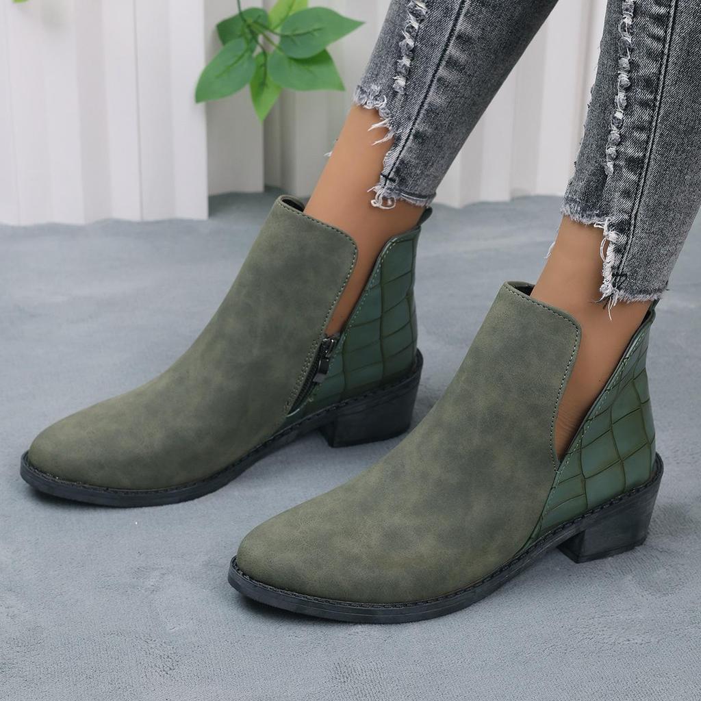 Chunky Heel Chelsea Boots - Spring 2025 Pointed Toe, Mid-Heel, Plus Size Women's Short Boots