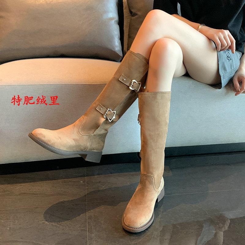 

Thicklegged big tube circumference boots retro long knight boots widened high boots large size women s shoes short boots 45