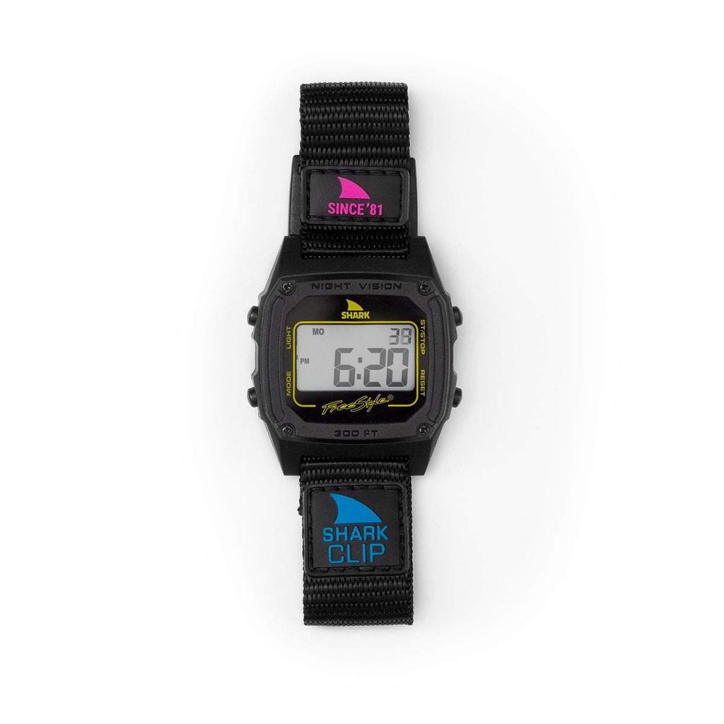 [Freestyle] Klokke SHARK Clip Digital 100m Vanntett Nylonreim Reprintsfarge 101006 Ekte Import Svart