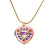 Pink White Heart Necklace Photo Album Heart Star Pendant Full Zircon Necklace  Women Ladies