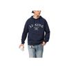 Li Ning Sports Lifestyle Series Letter Loose Warm Fleece Hooded Pullover Long Sleeve Sweatshirt Men Sweatshirt Deep-Navy-Blue AWDU673-5