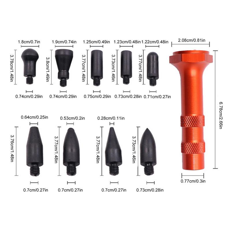 Car Dent Repair Pen With 9 Heads Tips Paintless Dent Repair Knock Down Pen Auto Dent Repair Tool For Dent Remove Fix