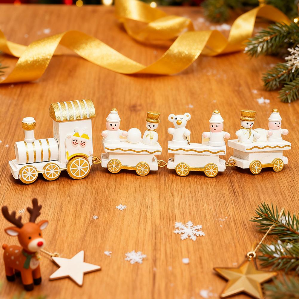 DIY Mini Christmas Tree Decoration Window Display Ornament Adornos Wooden Christmas Tree Desktop Ornament Wooden Christmas Train
