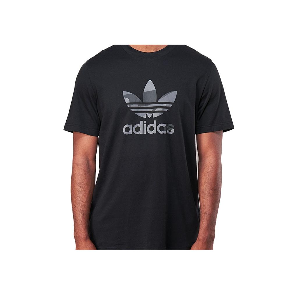 Adidas Clover Logo Print Short Sleeve T-Shirt Men Tops Black ED6959