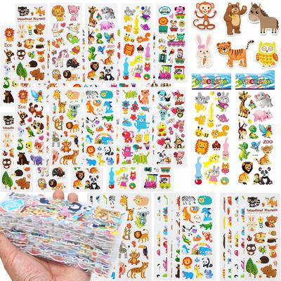 6-24pcs Cartoon Animal Styles Bubble Stickers 3D Cartoon Creative Self-adhesive Graffiti Stickers Student Reward Stickers