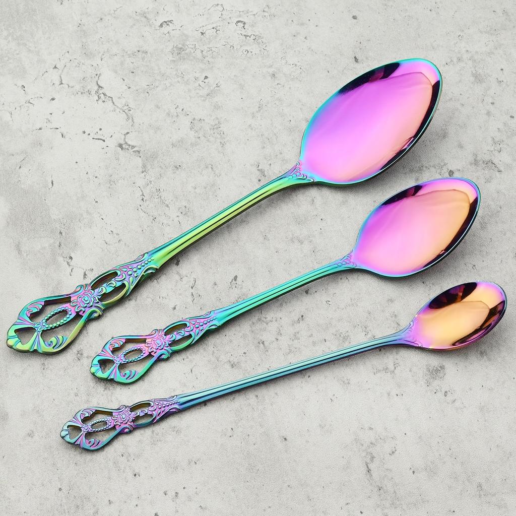 30 ks/6 sada sada příborů z nerezové oceli jídelní nože dezertní vidlička čajová lžička sada nádobí vintage duté nádobí svatební potřeby